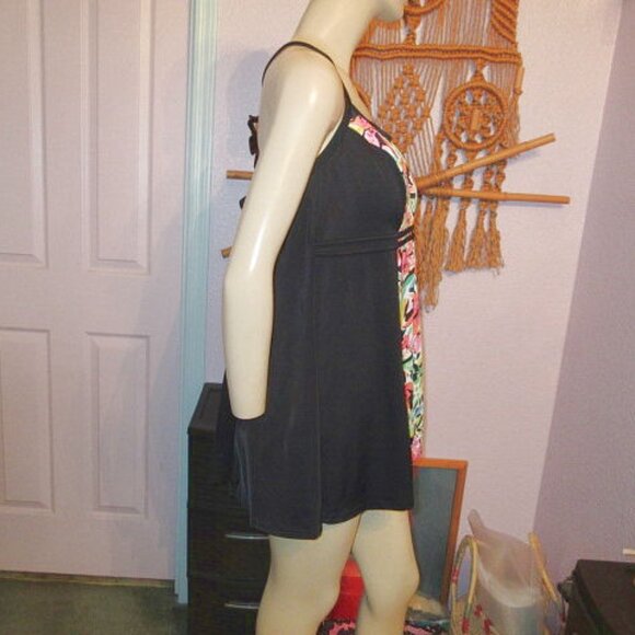 Fit 4 Ur Thighs Swim Dress Size 18W One Piece Airbrush Floral Slimming Minimizer - Picture 6 of 11